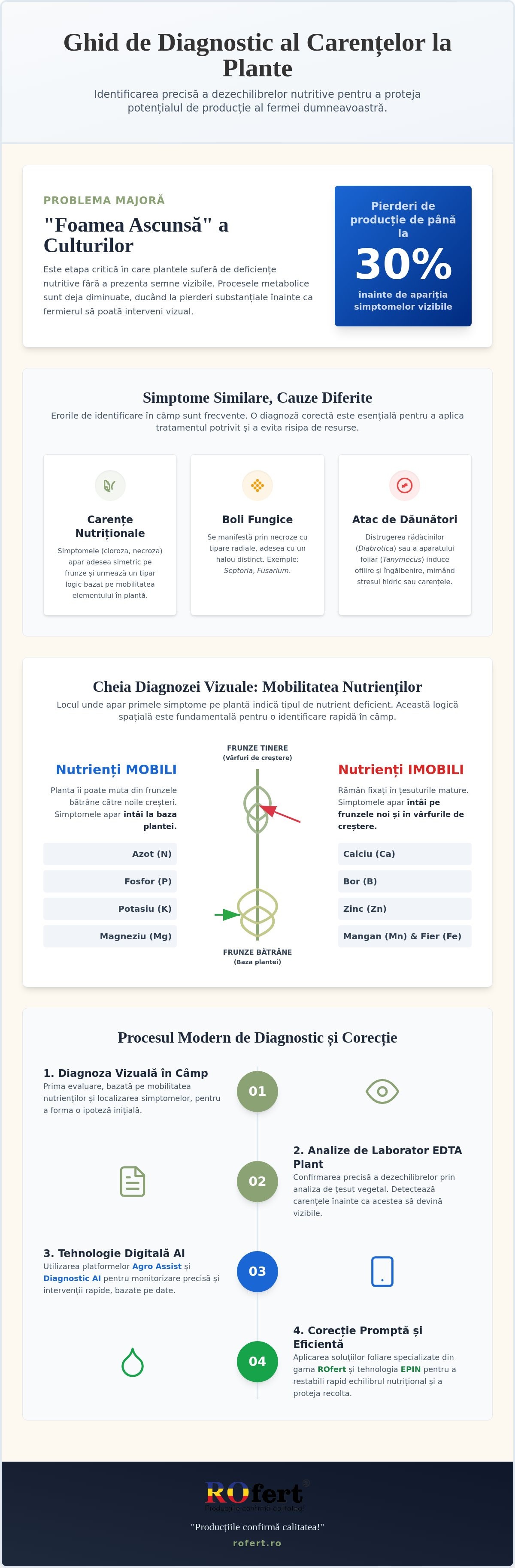 Infografic – Ghid Diagnostic Carențe Plante: Soluții și Analize EDTA