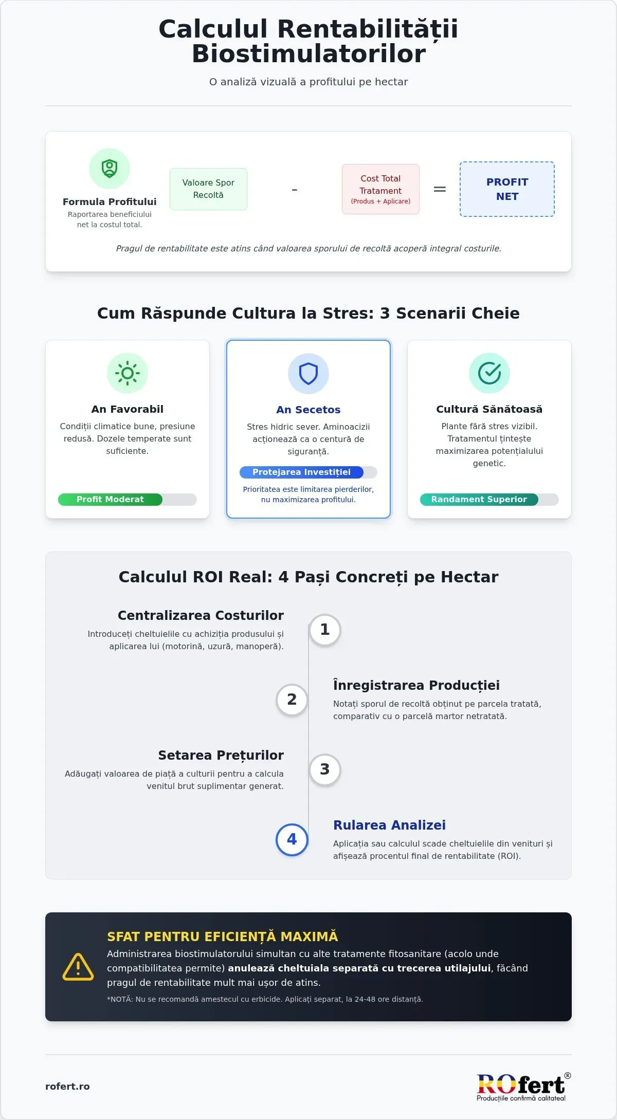 Calculul rentabilității aplicării unui biostimulator specific