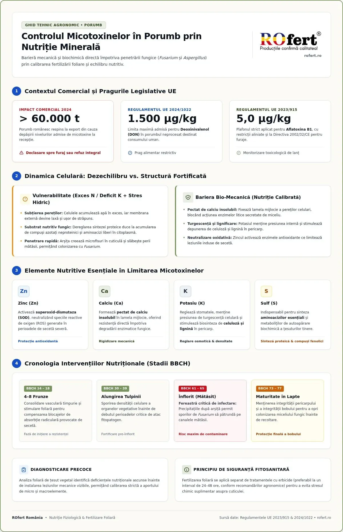 Fertilizare pentru a reduce conținutul de micotoxine în porumb
