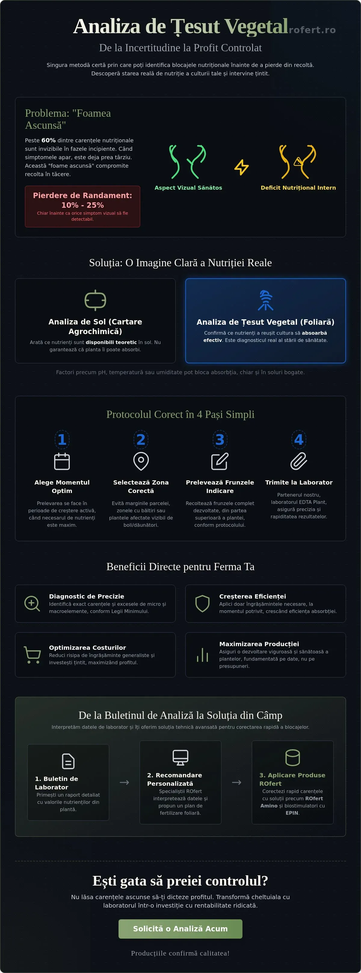 Infografic – Analiza de țesut plante: Ghid complet pentru nutriția de precizie în 2026