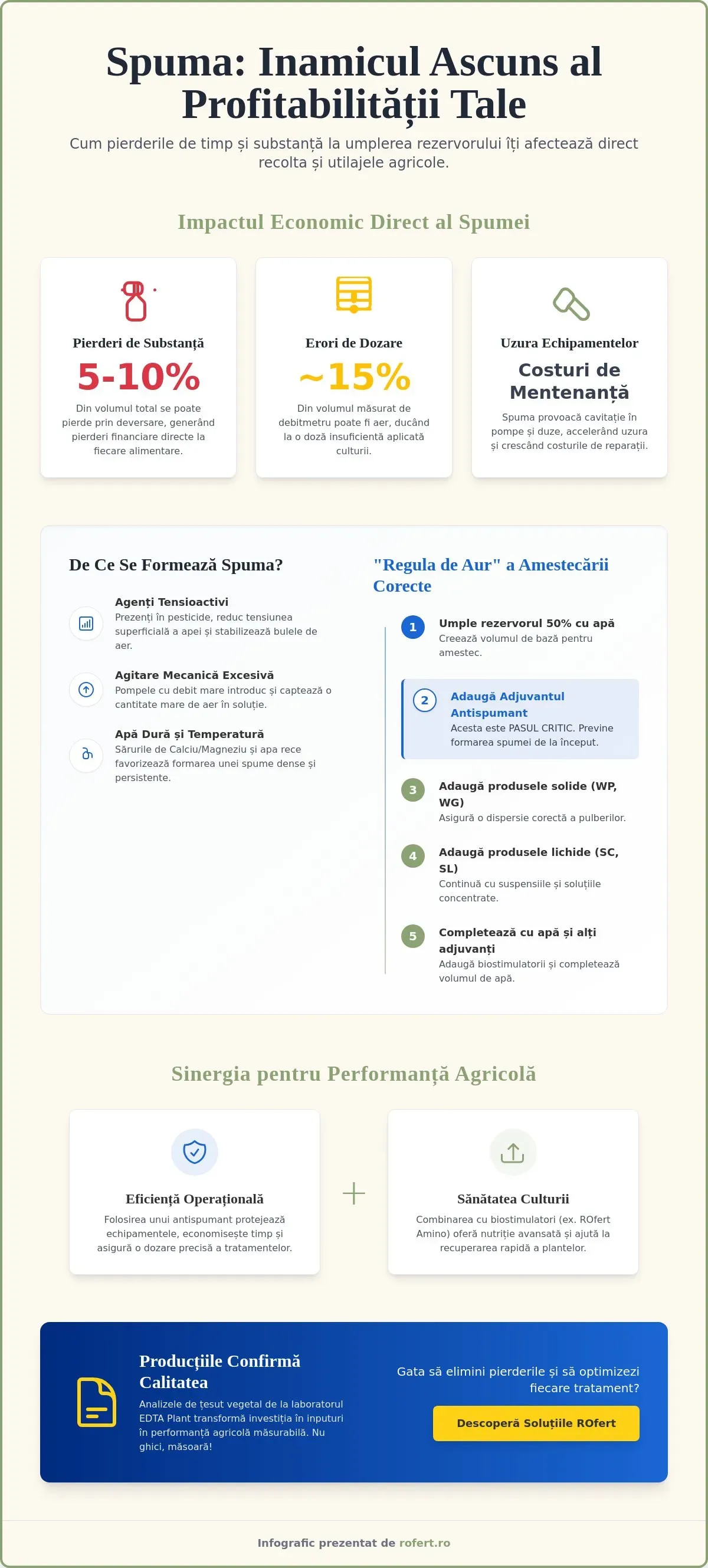 Infografic – Antispumant pentru mașini de stropit agricole&drone: Ghid tehnic pentru eliminarea spumei în 2026