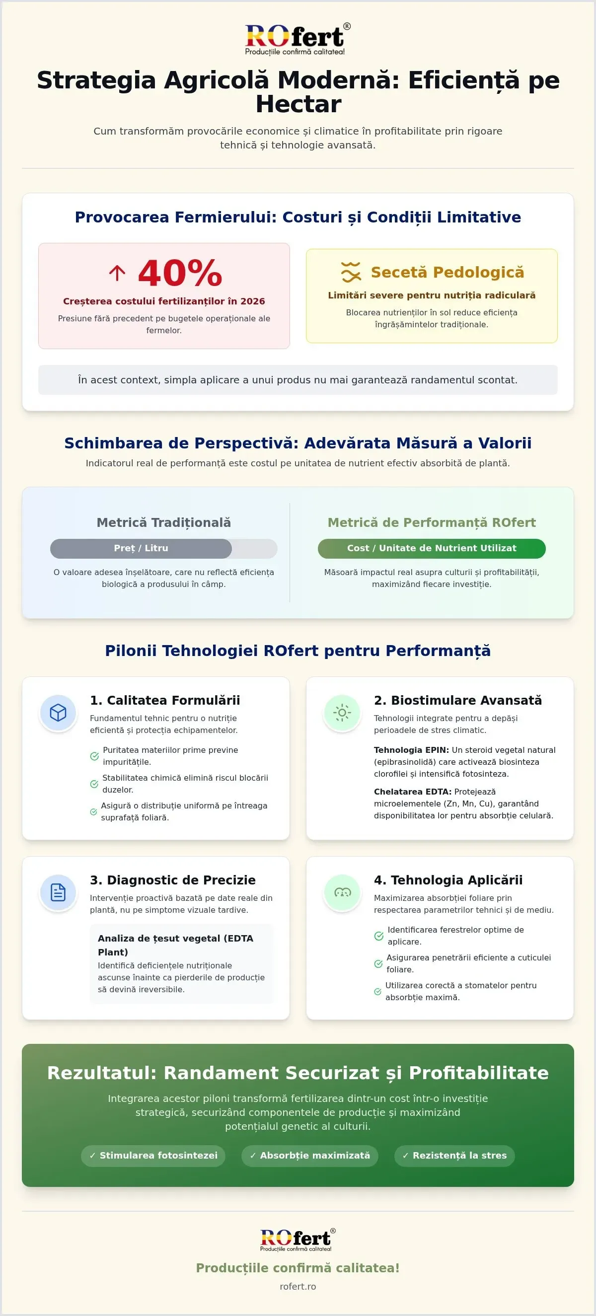 Infografic – Calitatea unui fertilizant nu se măsoară doar în laborator. Diferența reală o fac expertiza tehnică, recomandarea corectă și aplicarea în câmp.