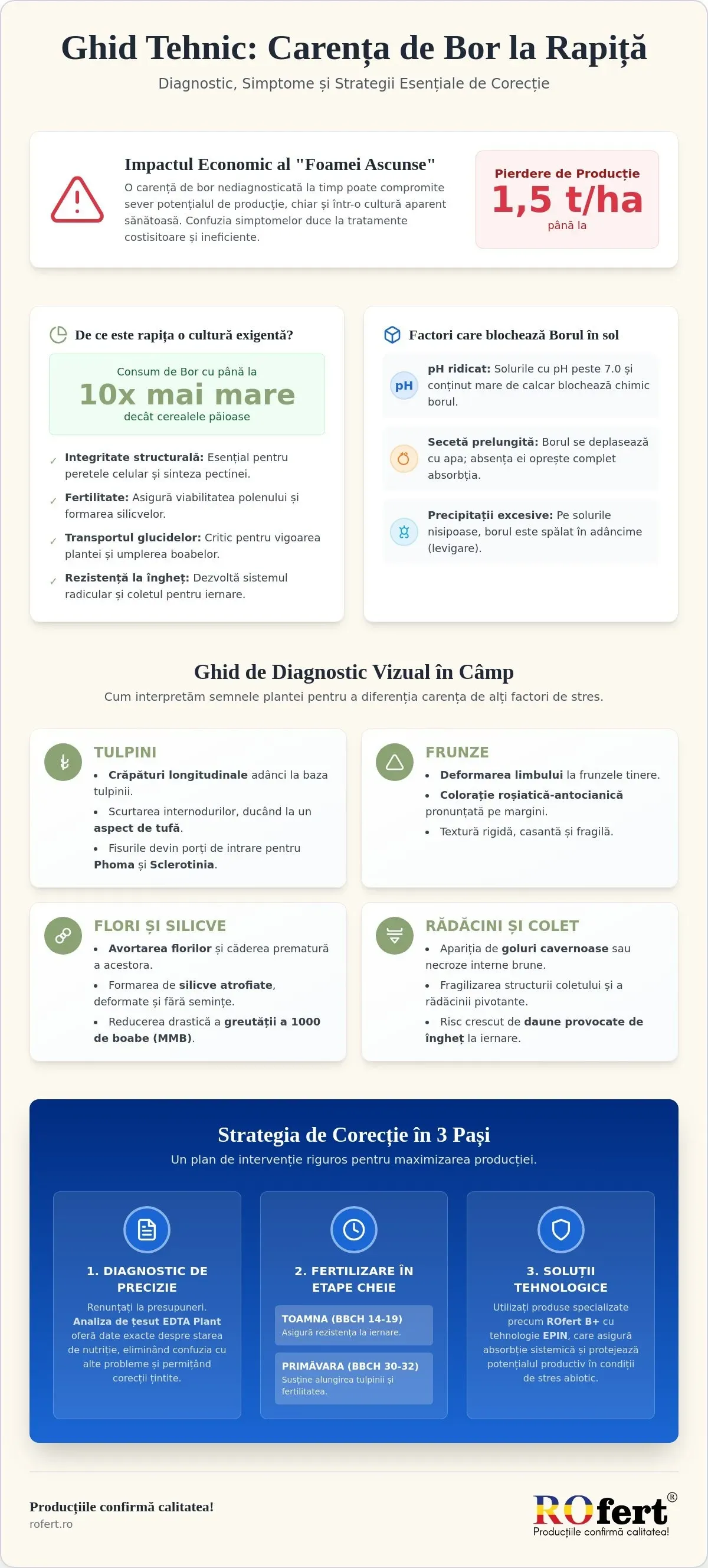 Infografic – Carența de bor la rapiță: Identificare și tratament