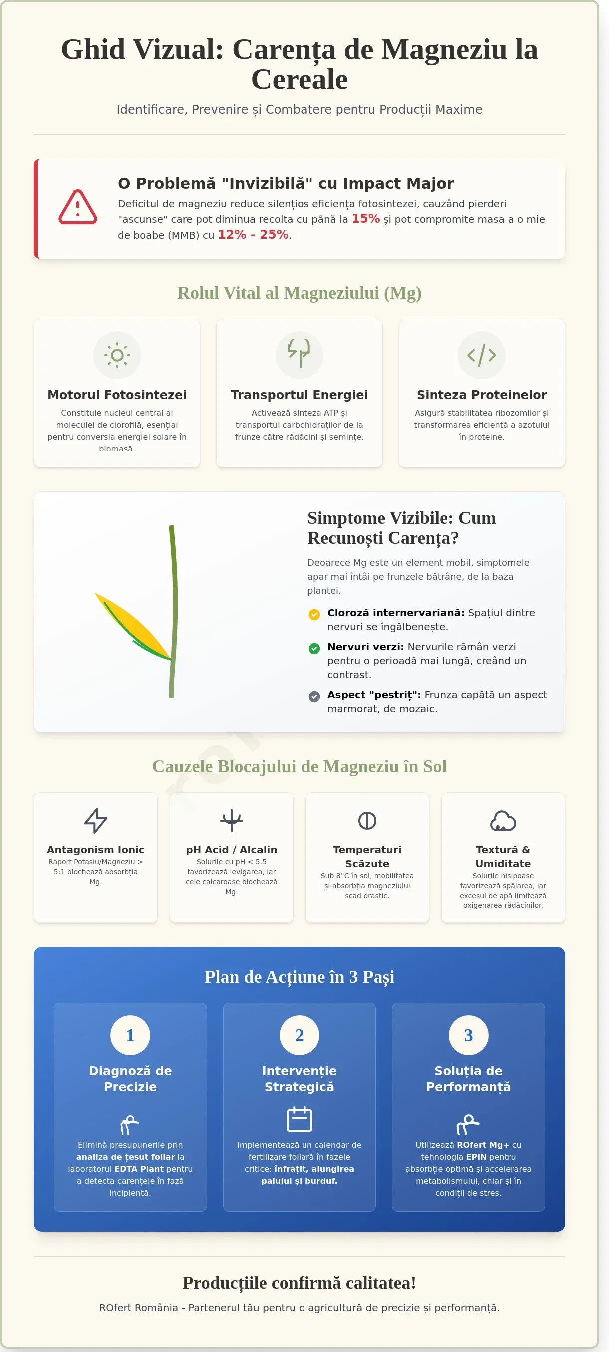 Infografic – Carența de magneziu la cereale: Ghid tehnic pentru diagnosticare și tratament în 2026