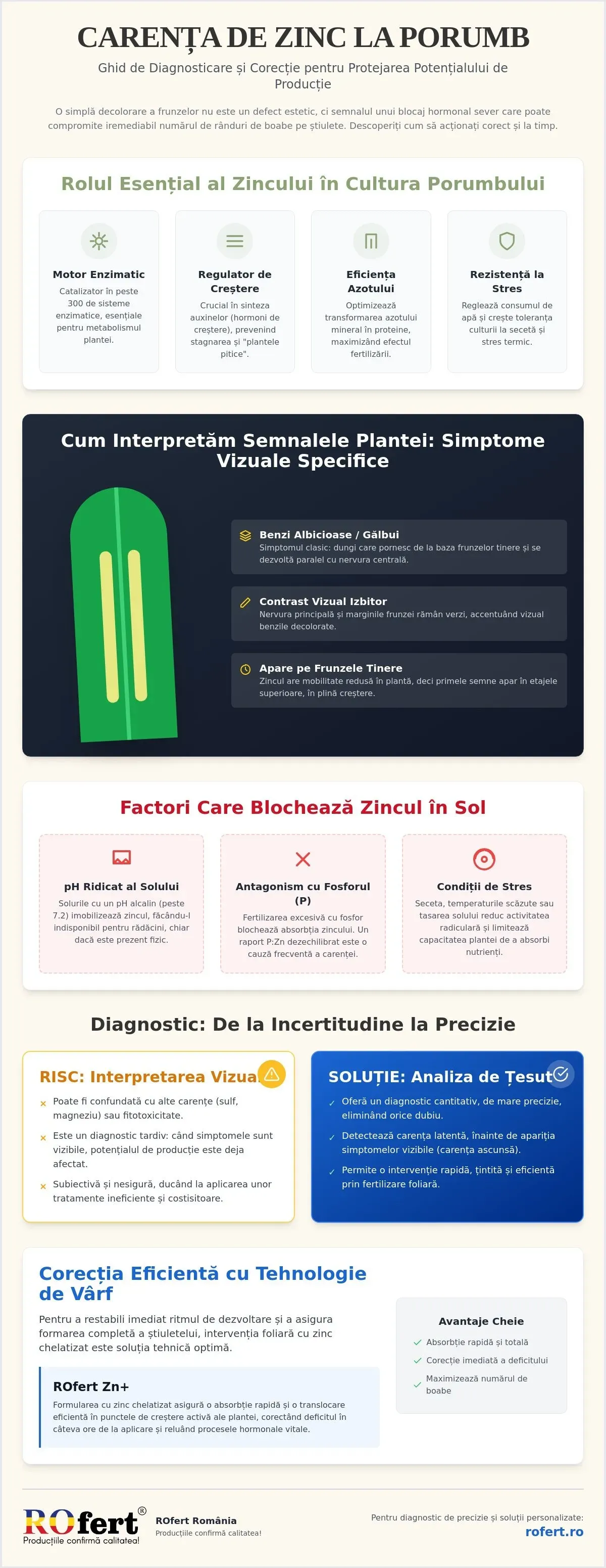 Infografic – Carența de zinc la porumb: Ghid de diagnostic și tratament