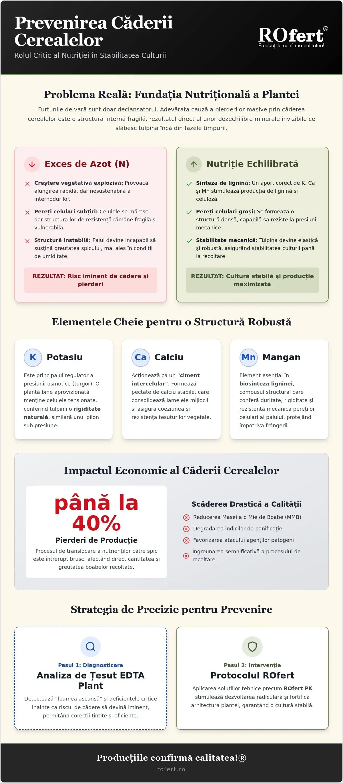 Infografic – Cauzele nutriționale care favorizează căderea cerealelor: cum previi pierderile de producție la grâu, orz și triticale