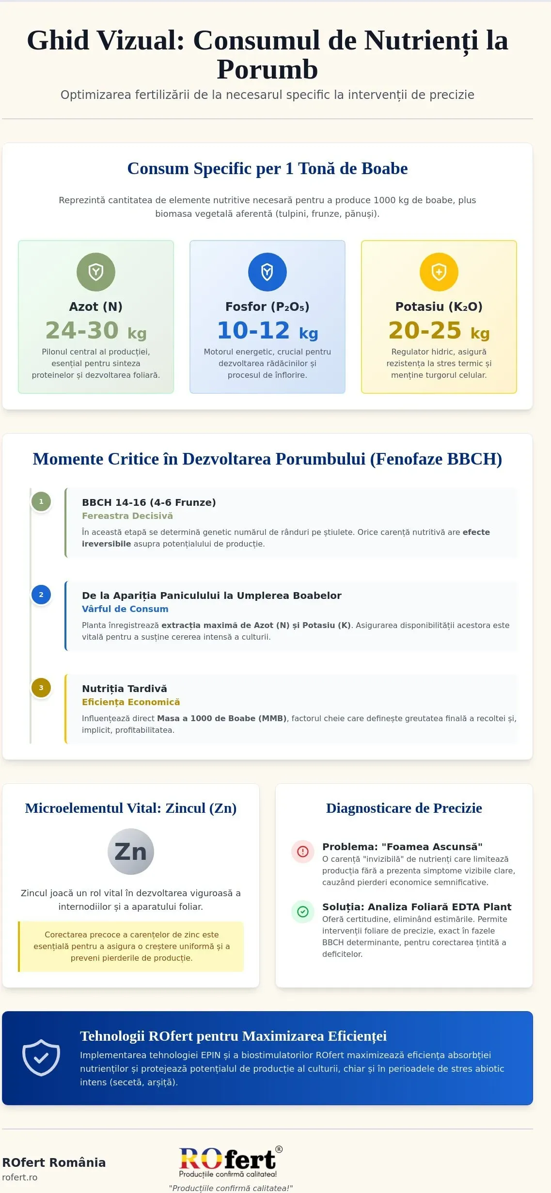 Infografic – Consum Nutrienți Porumb: Ghid pentru Producții Maxime