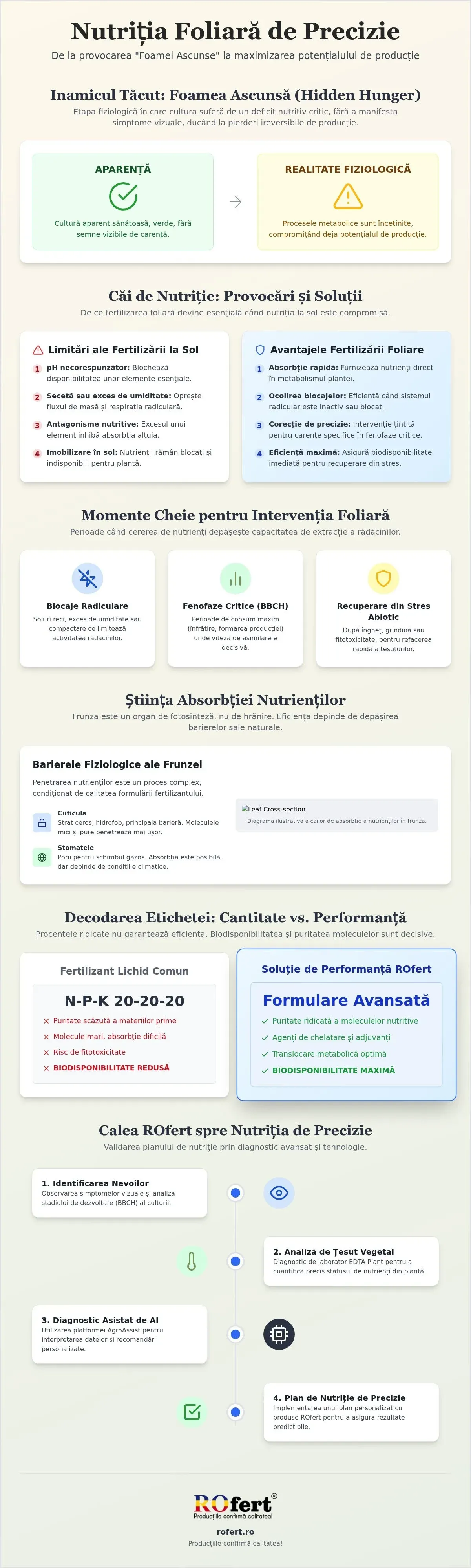Infografic – Conține sau hrănește? De ce procentul de nutrienți de pe eticheta unui fertilizant NU garantează absorbția și eficiența în plantă