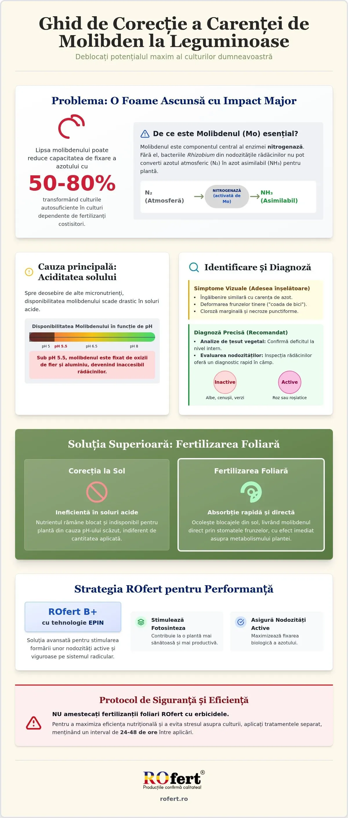 Infografic – Corectarea carenței de molibden la leguminoase: Ghid tehnic pentru fermieri