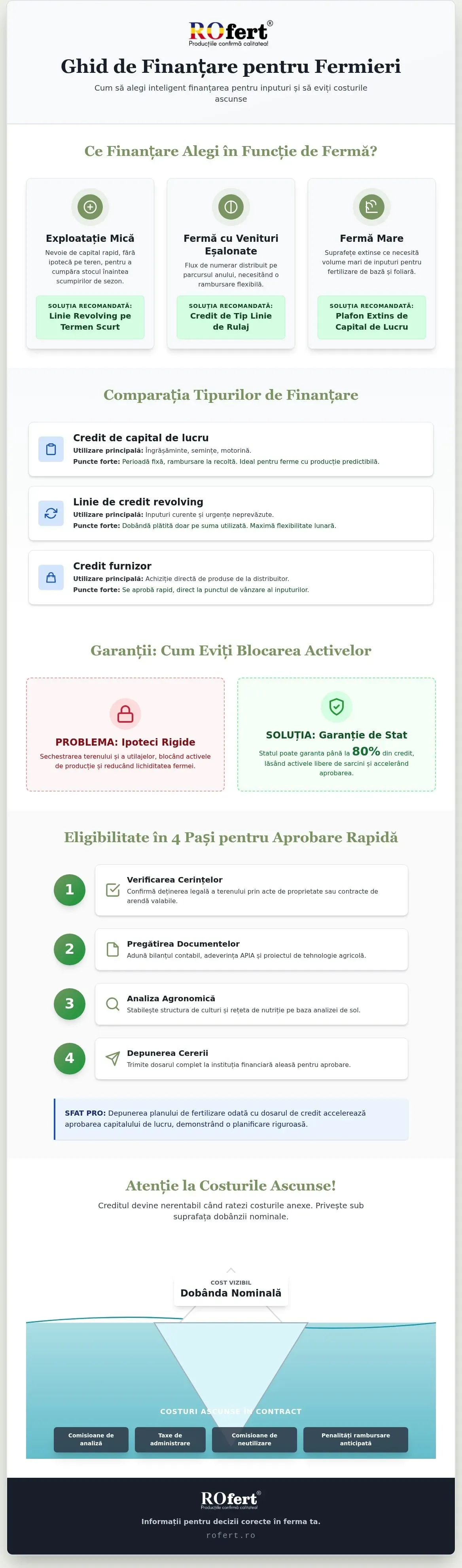 Infografic – Credit agricol pentru achiziție îngrășăminte: Dobânzi și condiții 2026