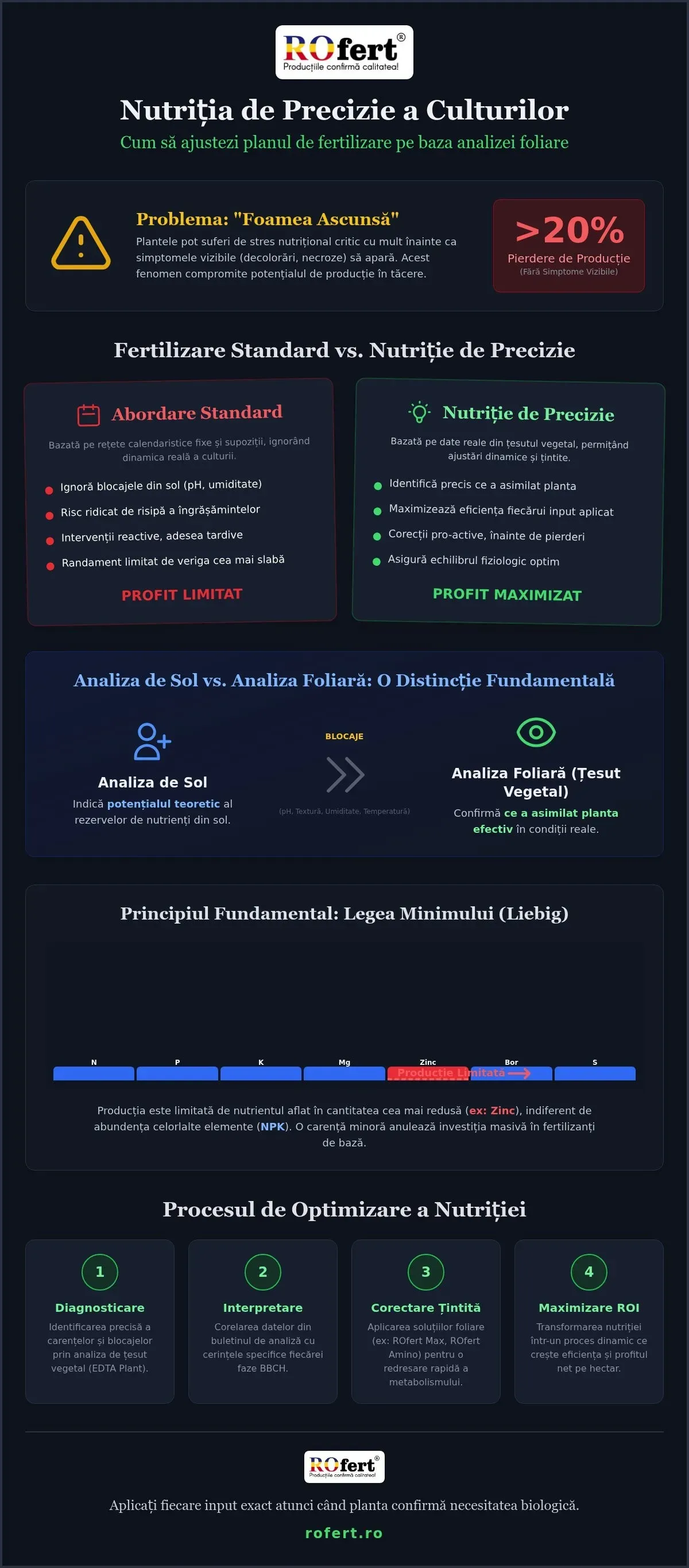 Infografic – Cum să ajustezi planul de fertilizare pe baza analizei foliare pentru a maximiza profitul pe hectar