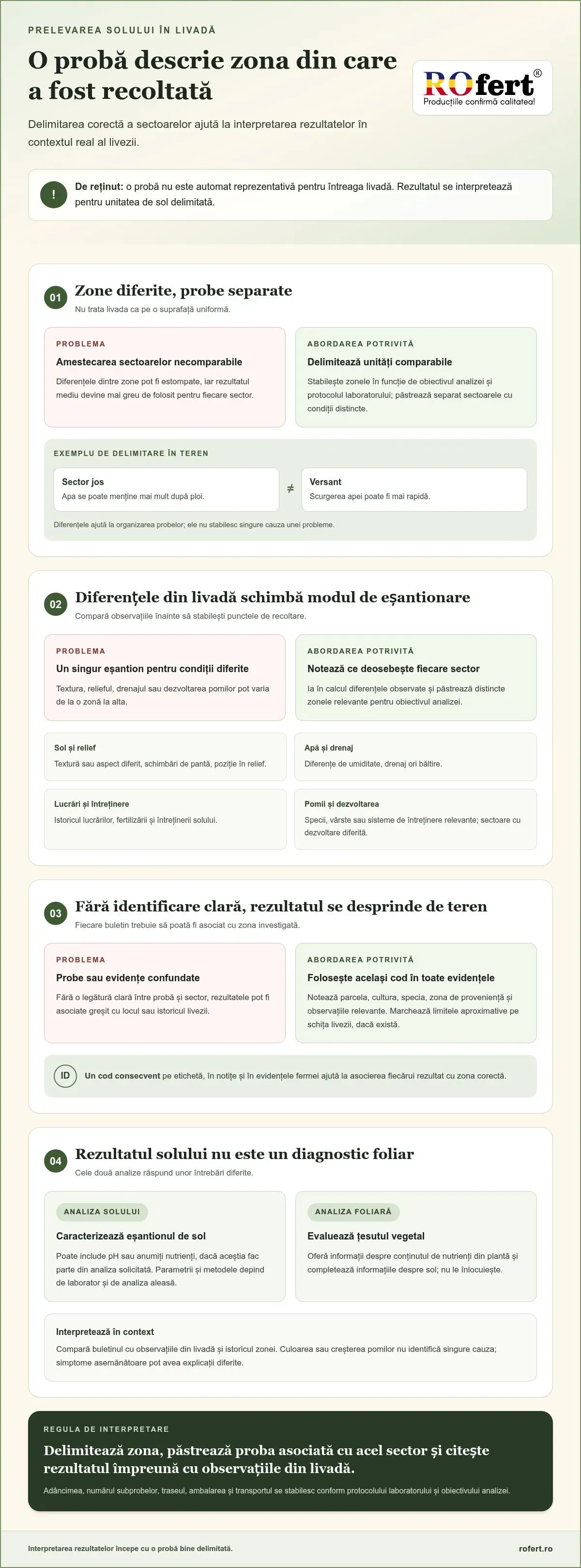 Infografic – Cum se prelevează corect probele de sol pentru o livadă?