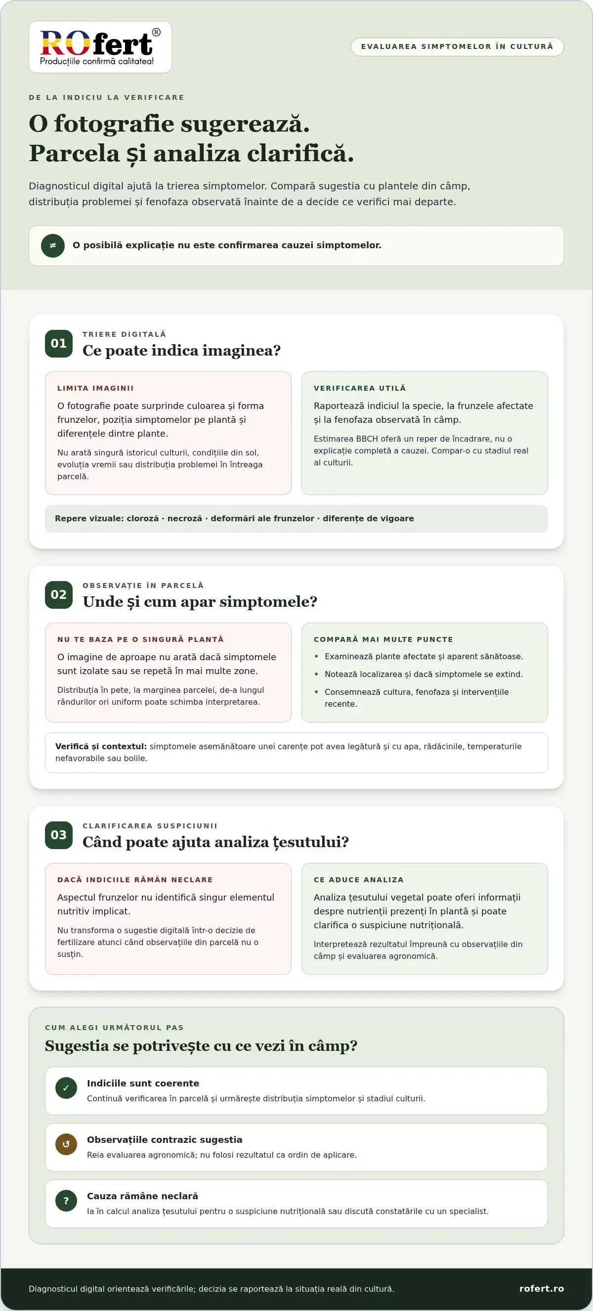 Infografic – Diagnostic digital al culturilor agricole: cum evaluezi riscul și utilitatea în fermă