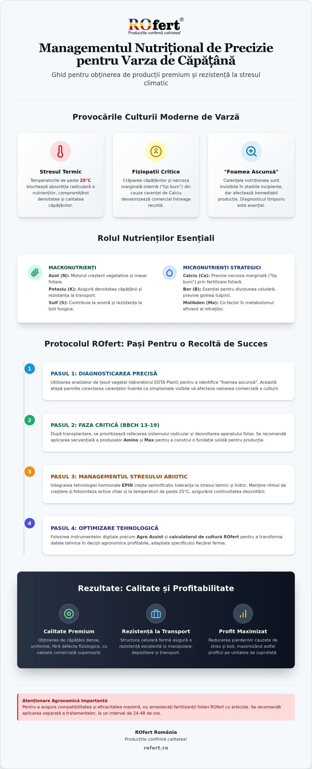 Infografic – Managementul nutrițional pentru varza de căpățână: Ghid tehnic 2026