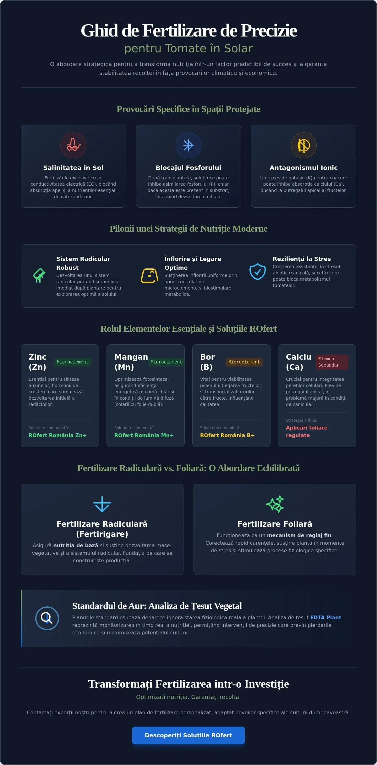 Infografic – Plan de fertilizare pentru tomate în solar: Ghid tehnic de nutriție de precizie 2026