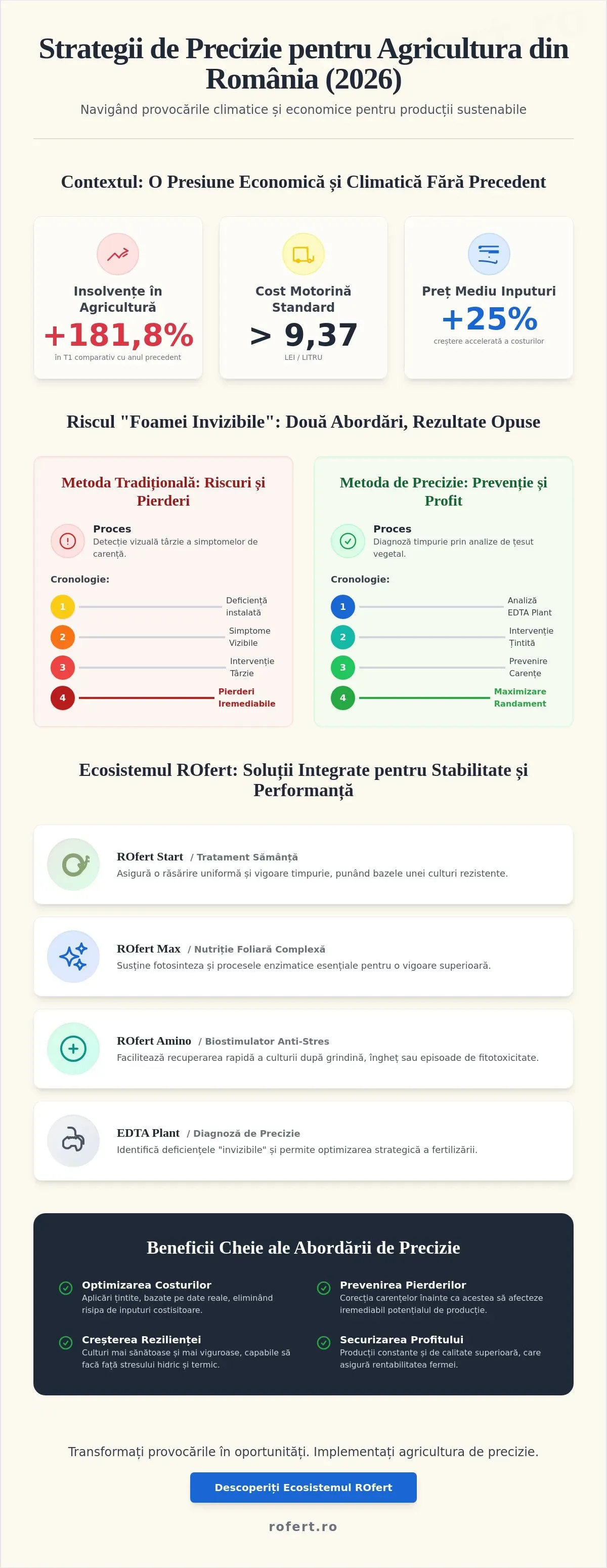 Infografic – Prevenirea carențelor și creșterea producțiilor agricole în România (2026): Ghid de nutriție avansată