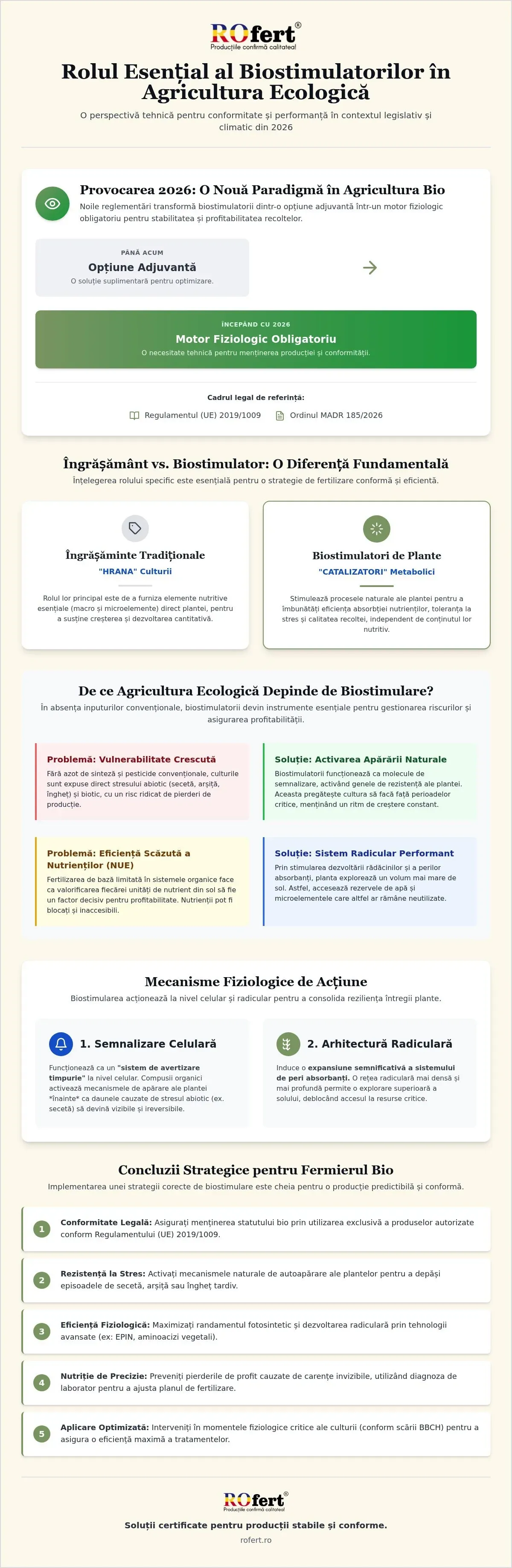 Infografic – Rolul biostimulatorilor în agricultura ecologică: Ghid complet pentru fermieri în 2026