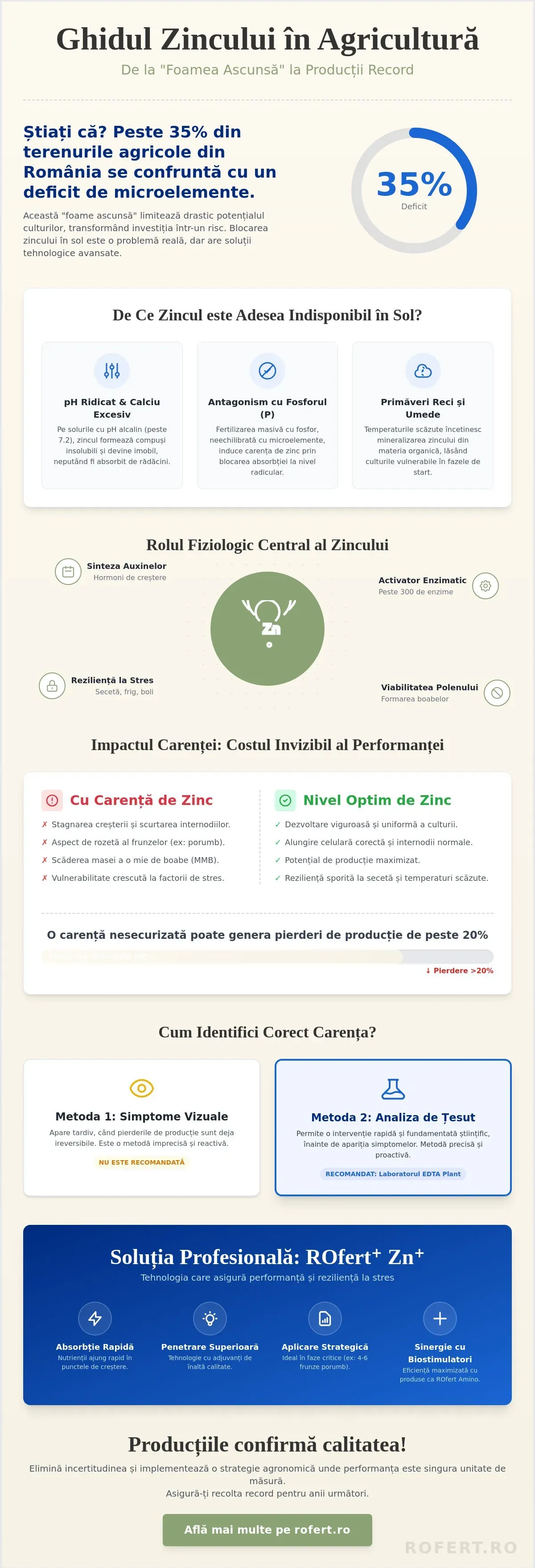 Infografic – Zinc în Agricultură: Ghid pentru Corecția Carenței și Maximizarea Recoltelor în 2026