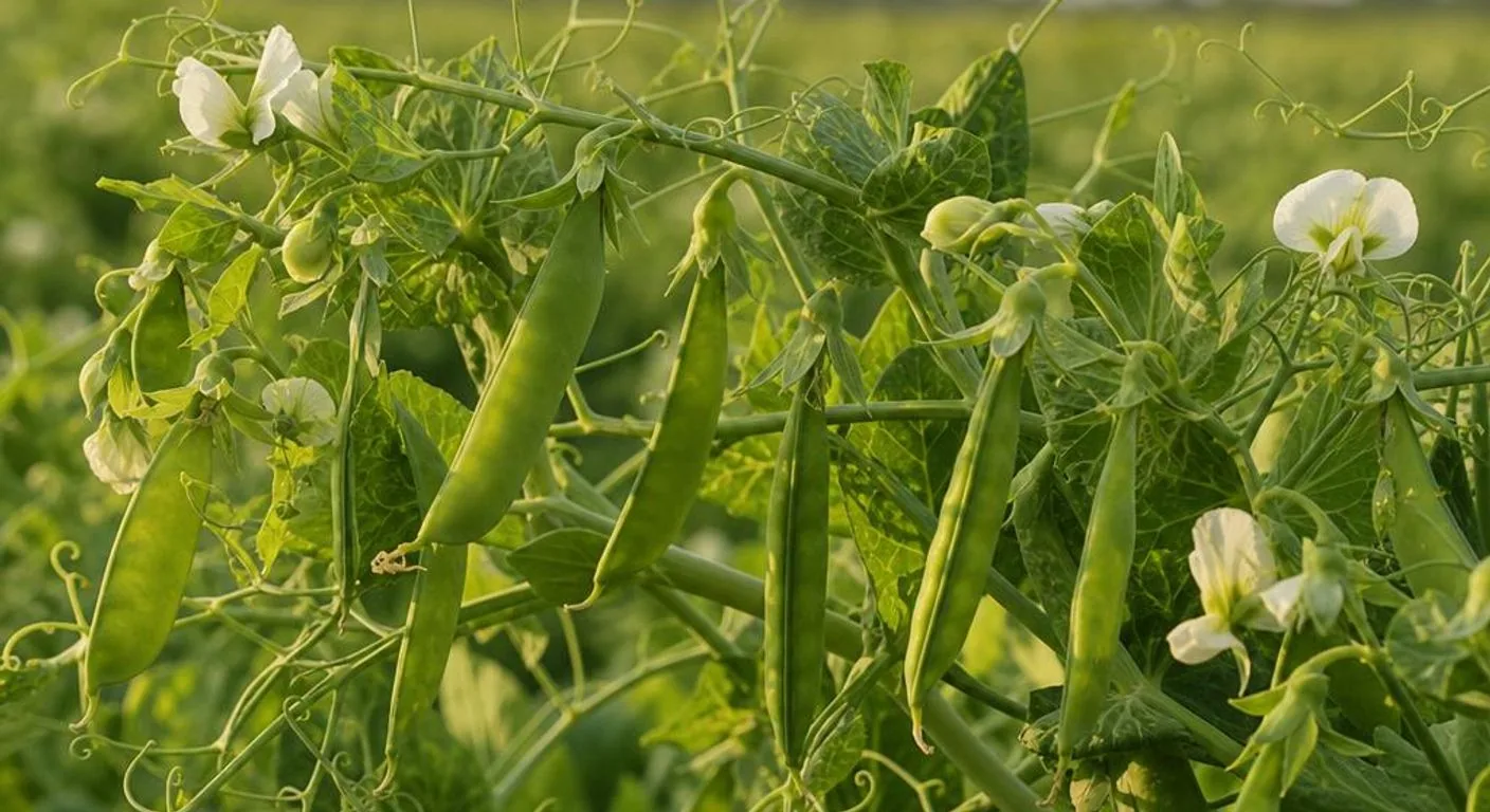 Plante de mazăre cu păstăi verzi