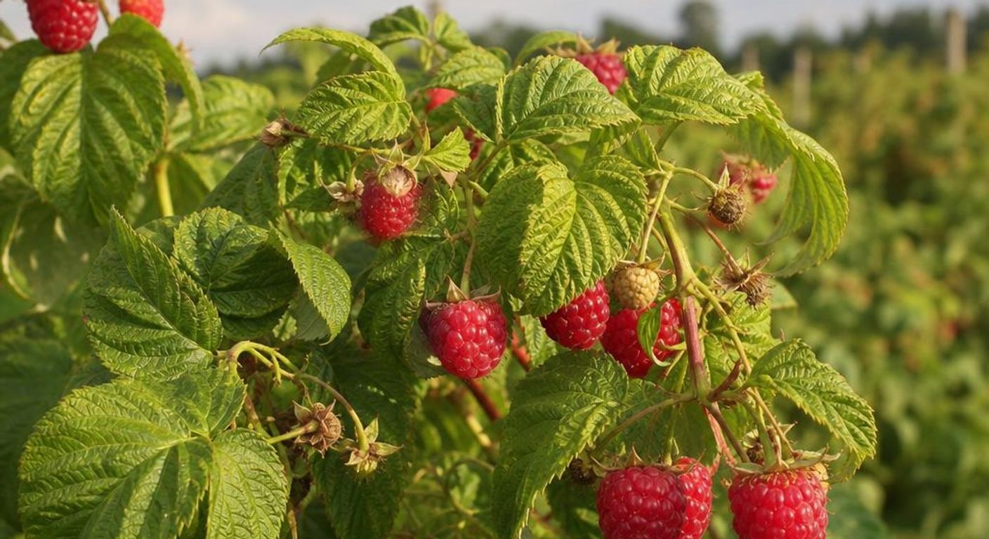 Zmeură în dezvoltare pe plantă, pentru ghidul de nutriție