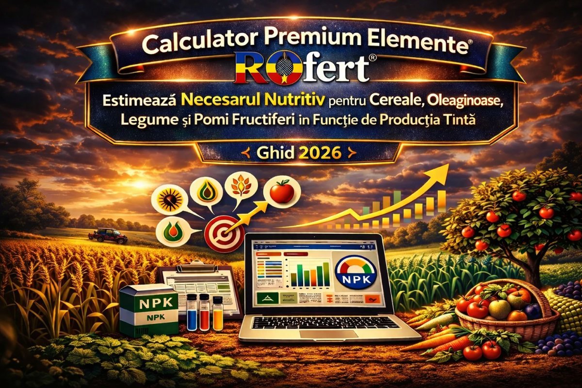 Calculator Premium de Elemente ROfert Ghid Inteligent pentru Estimarea Necesarului Nutritiv la Cereale Oleaginoase Legume si Pomi Fructiferi in Functie de Productia Tinta 2026 Hero Image 2