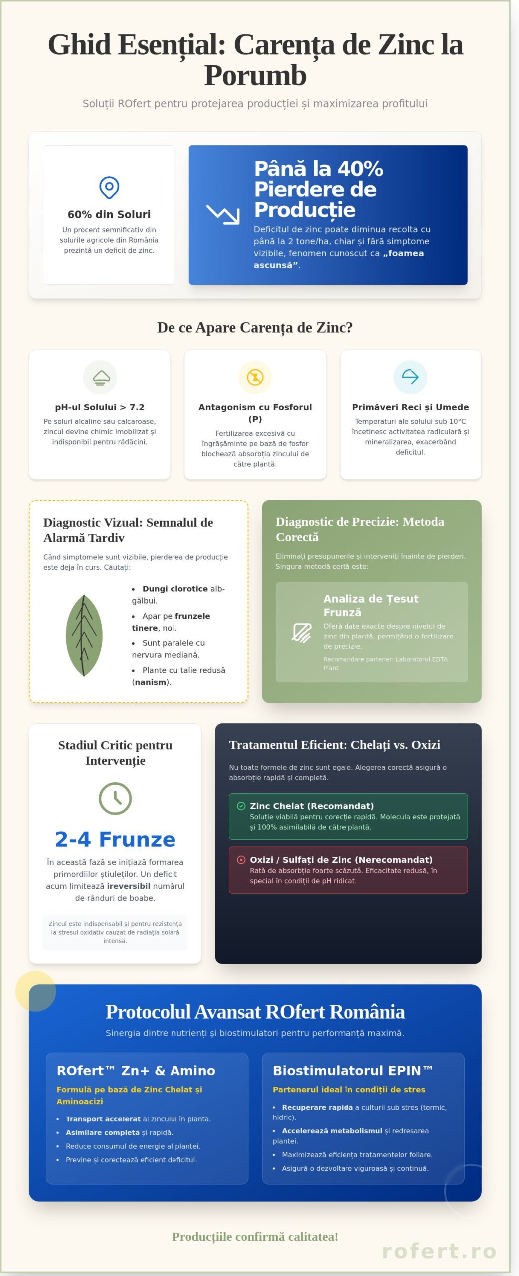 Carența de zinc la porumb: Ghid de diagnosticare și tratament pentru recolte maxime în 2026