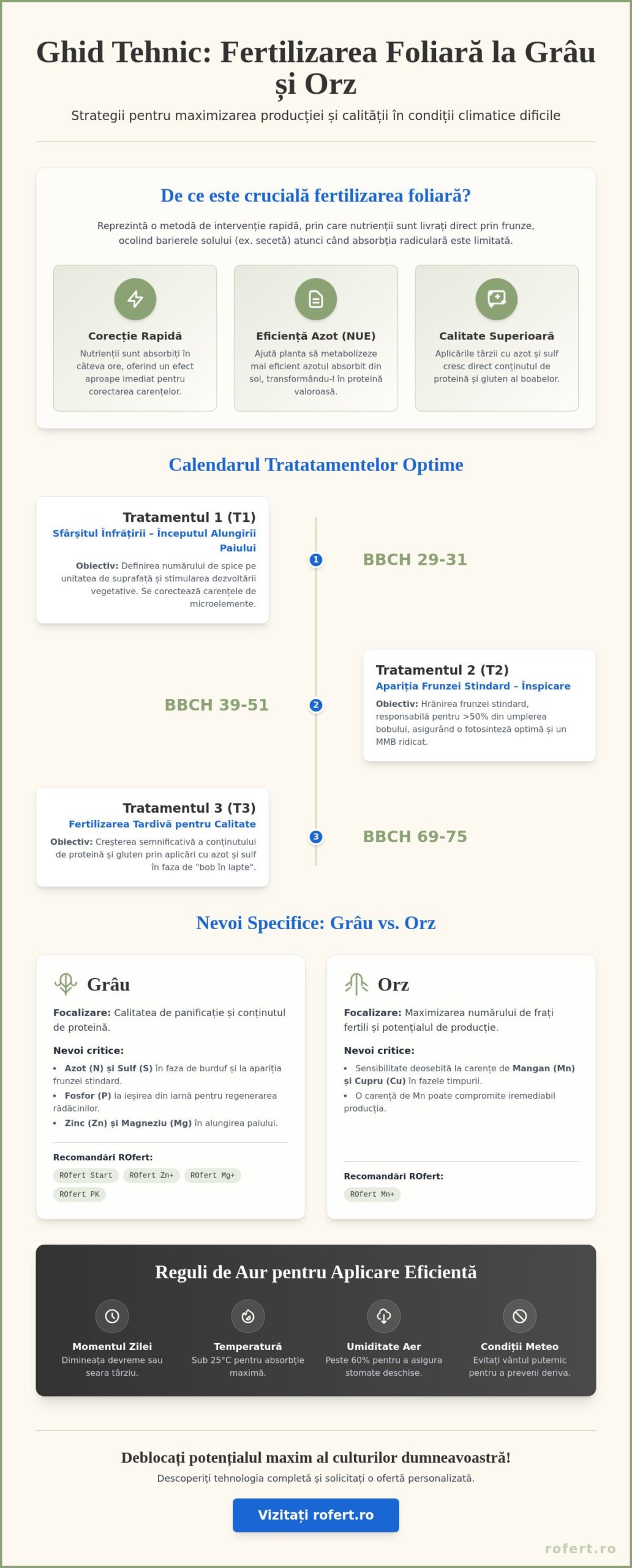 Fertilizarea foliară grâu și orz în 2026: Ghid tehnic pentru producții record
