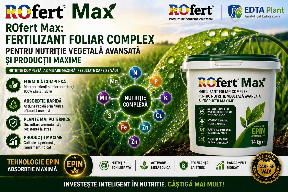 ROfert Max: Fertilizant Foliar Complex pentru Nutriție Vegetală Avansată și Producții Maxime