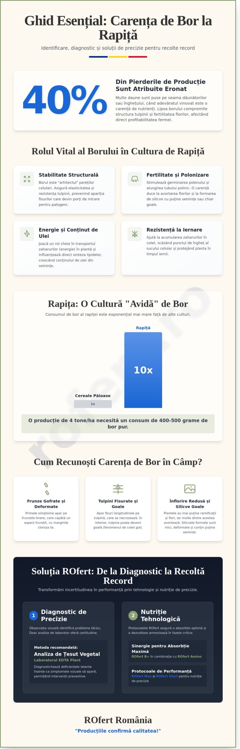 Simptome carență de bor la rapiță: Ghid complet pentru diagnosticare și tratament în 2026